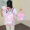 3Pcs/set Anime Canvas Backpack School for Girl Y2K With Lunch Bags Student Bags Set Children Pen Bag Back To School Rucksack