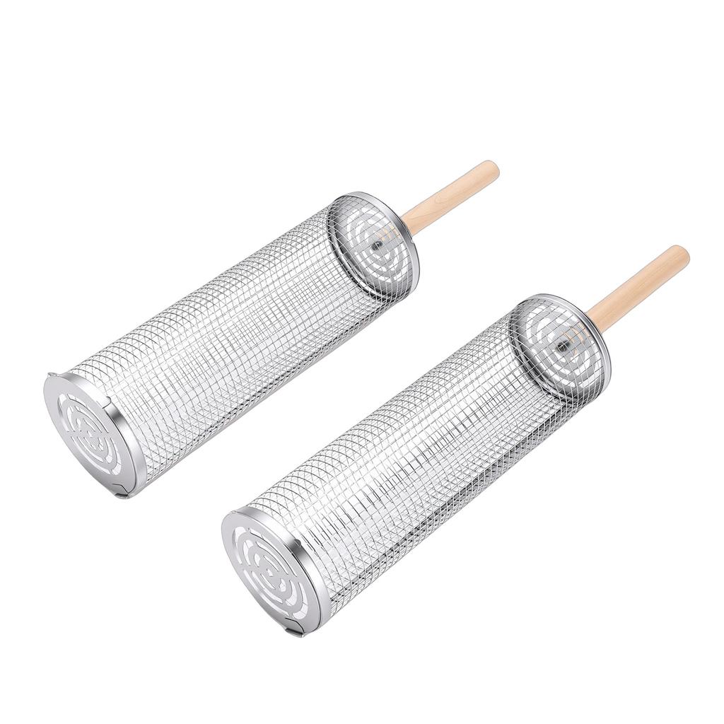 Rolling Grill Basket 304 Stainless Steel Rolling BBQ Net for Veggies Outdoor Cooking Tools
