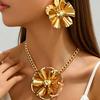 Set di Orecchini a Bottone e Collana Placcati Oro Premium Eleganti Metallici Esagerati con Sensore del Vento per Piante e Fiori