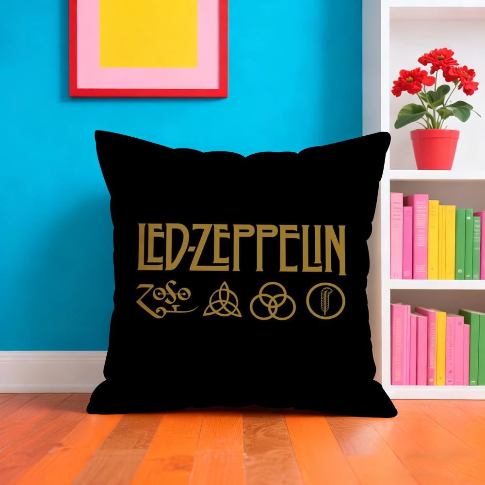 Band Rock L-Led Z-Zeppelins Cushion Cover Plush Fabric Soft Double-Sided Printed Sofa Warm Winter Home Gift Pillow Case