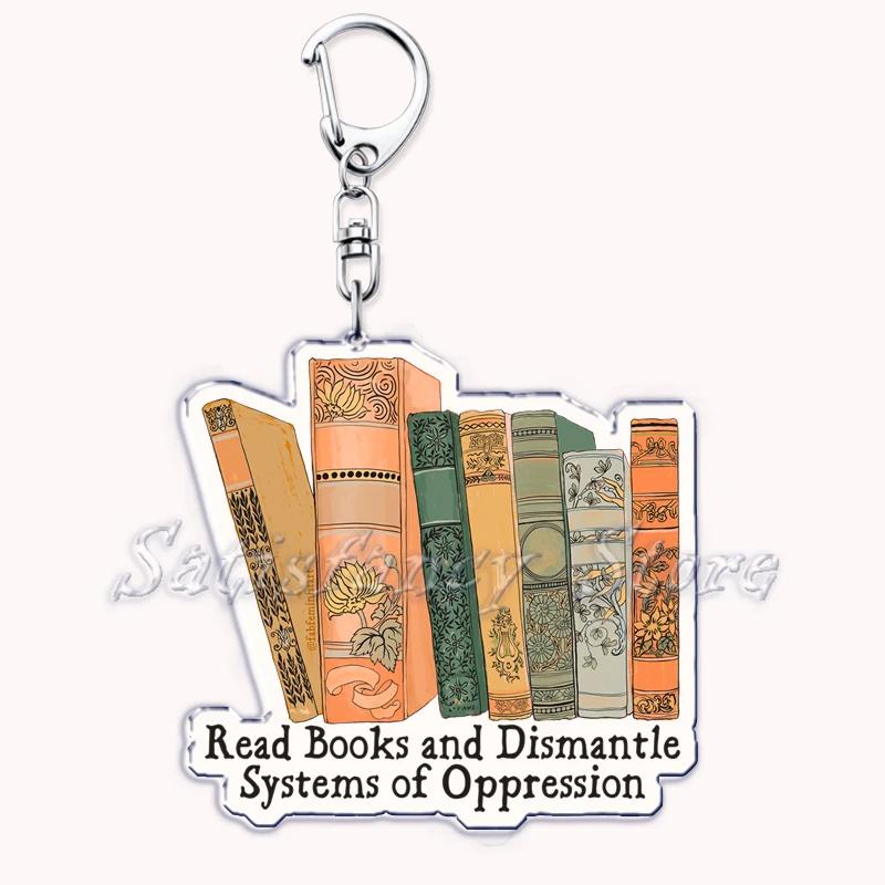 Pastel I Heart Flowery Books Keychains Ring for Accessories Bag Pendant Key Chain Keyring Jewelry Fans Lovers Gifts