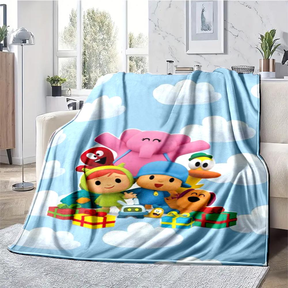 Pocoyo Theme Printed Blanket - Perfect for Couch, Bed, Travel & Outdoor Use | Machine Washable, Cozy & Durable.
