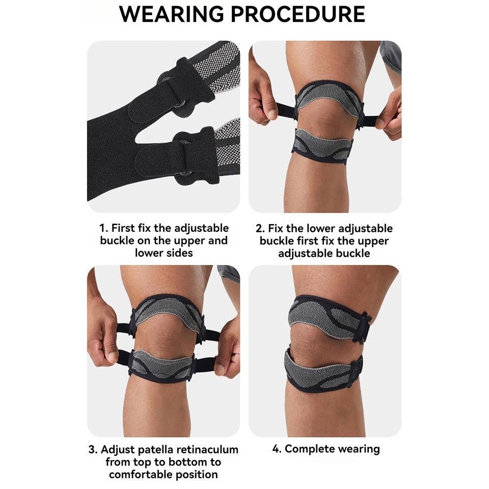 1Pcs Sports Patellar Band Knitted Comfort Knee Support Silicone Rubber Shock Absorption Compression Straps for Outdoor