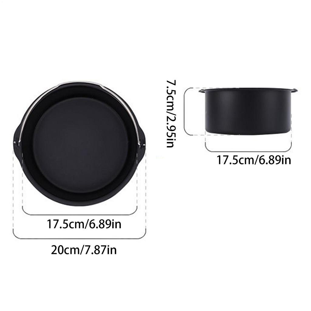 8-inch Air Fryer Baking Cake Barrel Food Grade Stainless Steel Kitchen Cooking Gadget Square Cake Bucket For Pizza Bread