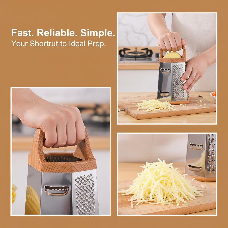 6 In 1 Stainless Steel Food Grater Slicer Portable Multi-Functional Kitchen Tool for Home Cooking Outdoor Camping BBQ Food Prep