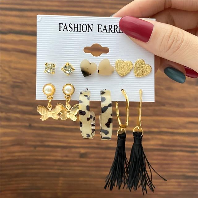 Tone Color Snake Drop Earrings Set Geometric Long Tassel Dangle Earrings Set For Women Of Earrings JewelryGeometric Drop