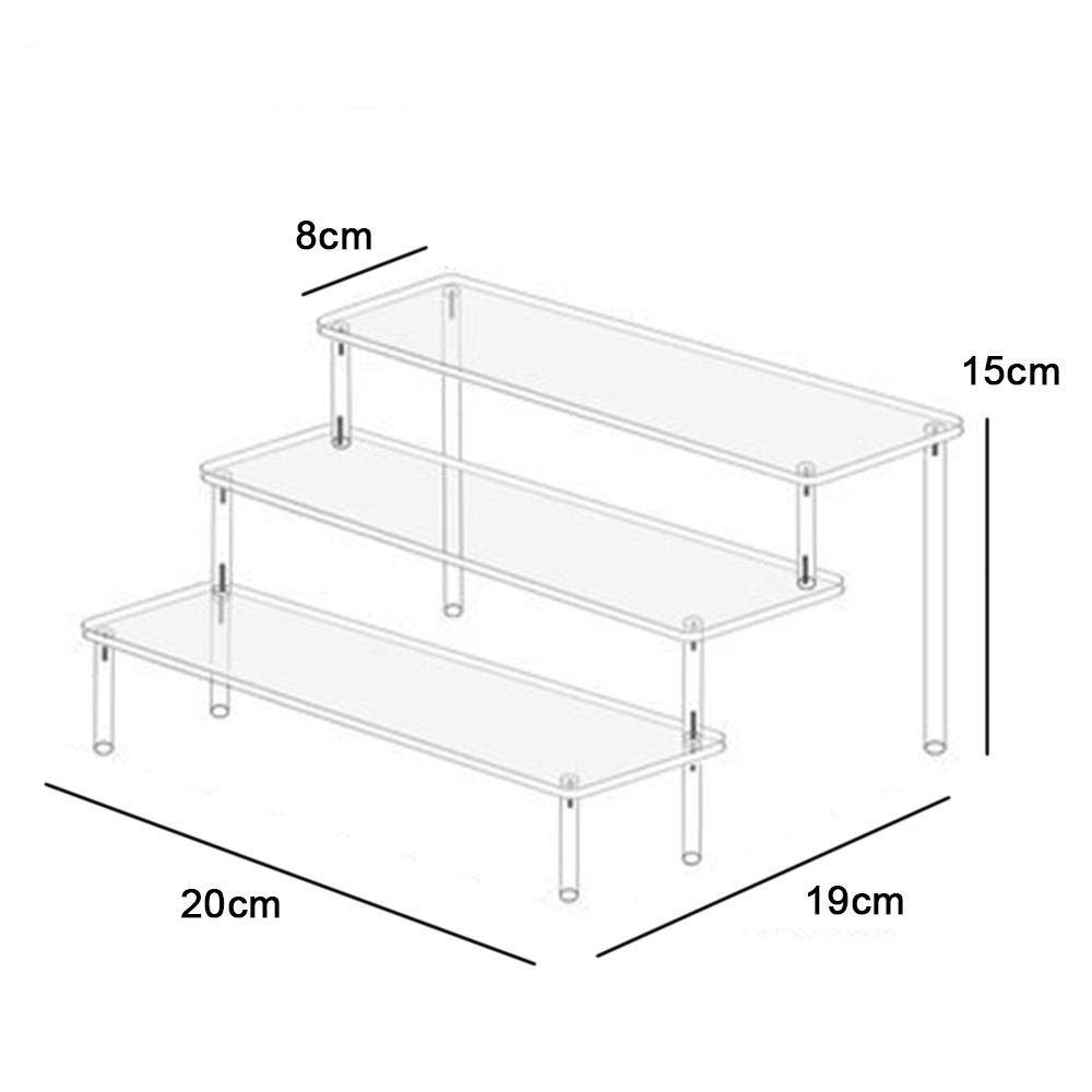 Espositore espositivo in acrilico da 1-4 livelli, espositore durevole per cupcake, bambole, profumi, mensola portaoggetti trapezoidale trasparente