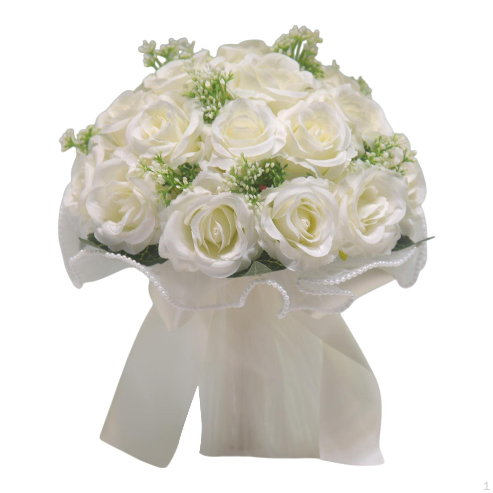 Свадебные букеты, искусственные розы, цветы, романтические аксессуары для вечеринки Milky white