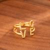 18k Gold Letter LOVE Ring, Stainless Steel Open Design, Colorfast Titanium Steel, Women's Finger Ring with Vacuum Electroplating.