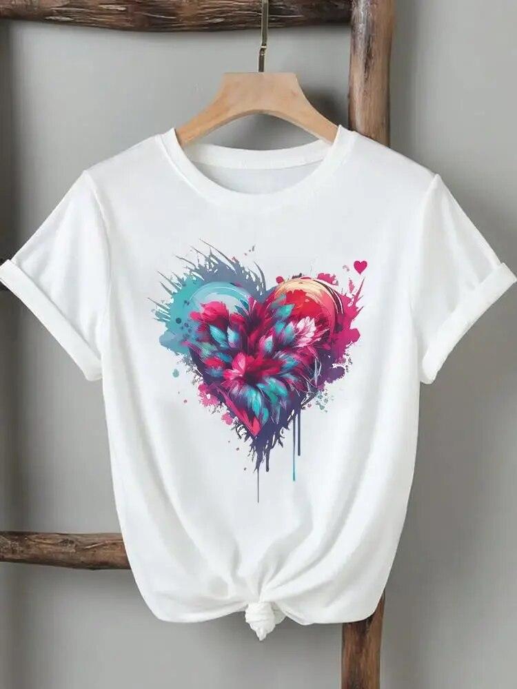 Women Lady Tshirts Printed Fashion Casual Tee Flower Wing Butterfly 90s Short Sleeve Graphic T Top Clothing Printing T-Shirt Unisex