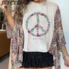 BITCED Women's Printed O-Neck Loose-Fit Casual Top
