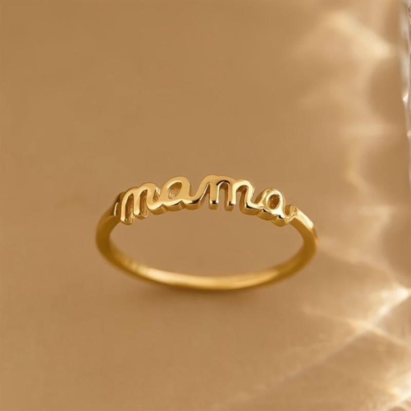 

Huitan Simple Design mama Ring for Women Mother s Day Gift Fashion Gold Color/Copper Color Daily Wear Versatile Band Zircon 6