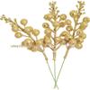 Buquê de Decoração de Natal Rosa-Dourado de 15 Peças com Bagas