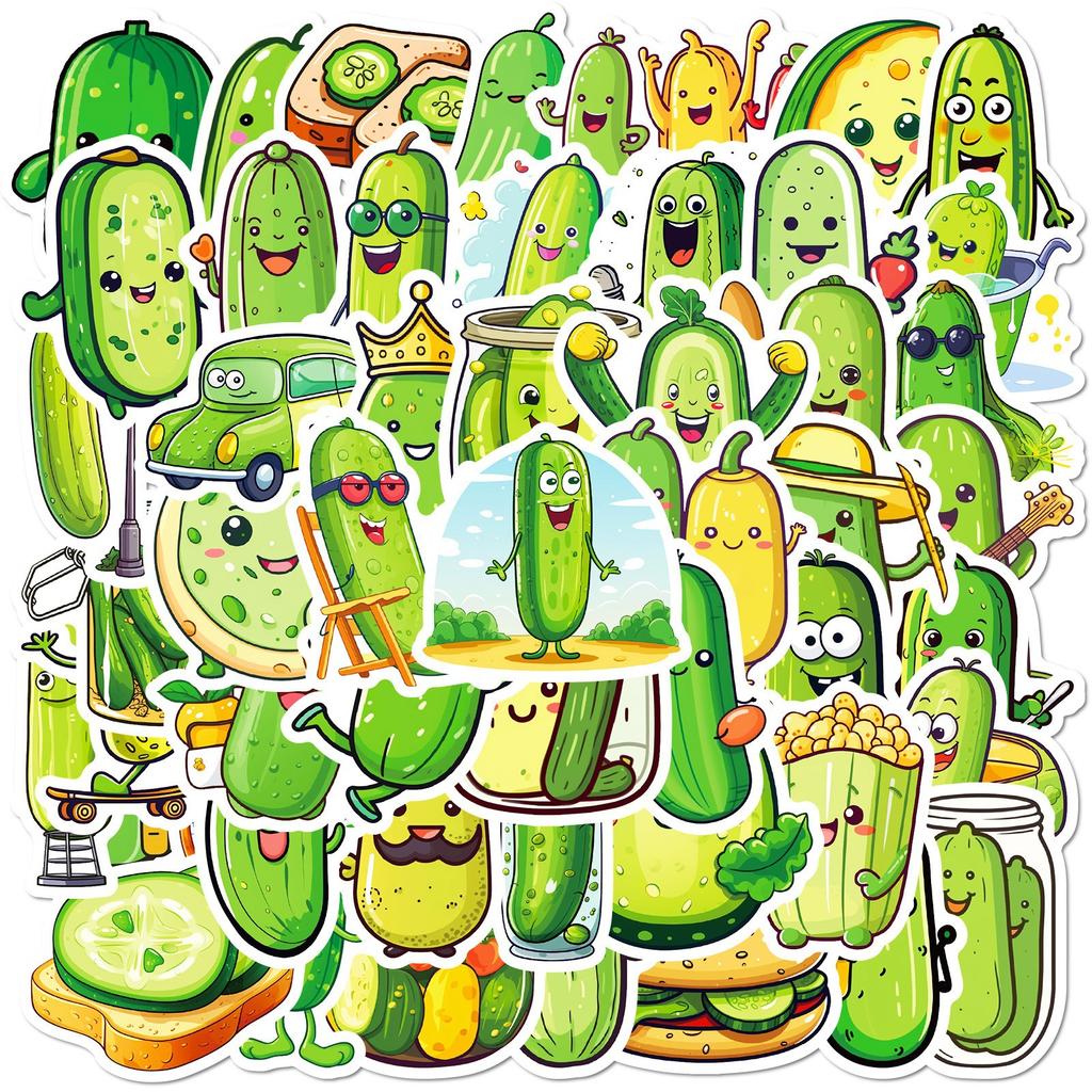 50 Sour Cucumber Pickle Cartoon Stickers DIY Suitcase Notebook Water Cup Decoration Stickers