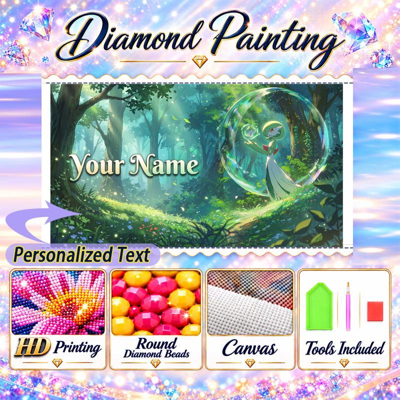 Personalized Gardevoir Diamond Art Custom Name 5D Diamond Painting Full Drill DIY Craft