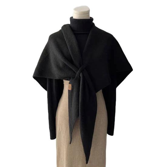 Women Knitted Shawl Scarf Solid Color Soft Warm Cardigan Cape Soft Texture Winter Shawl