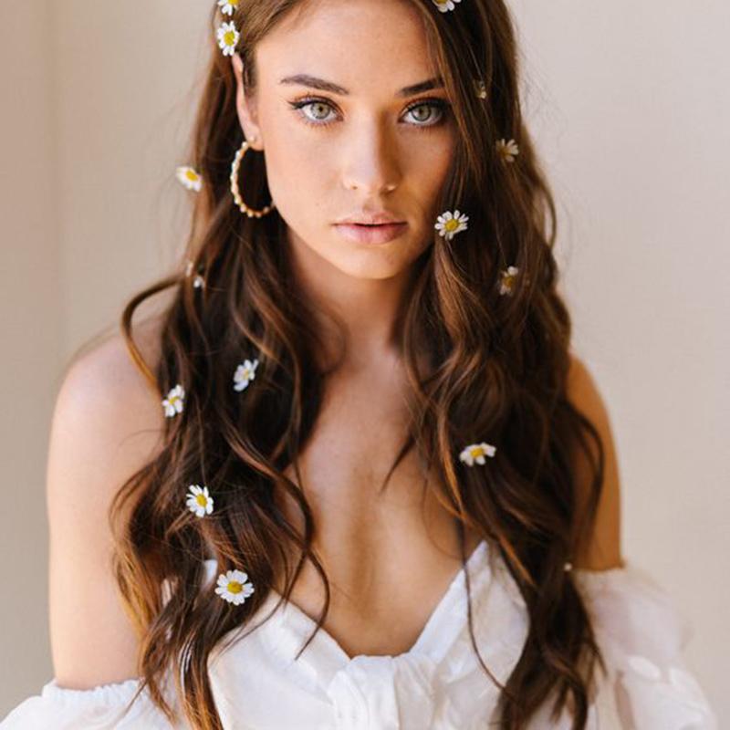 Lystrfac12/6/3Pcs Fashion Daisy Decor Hair Clips for Women Girls Head Top Clip Hairpin Hairgrips Headwear Hair Accessories