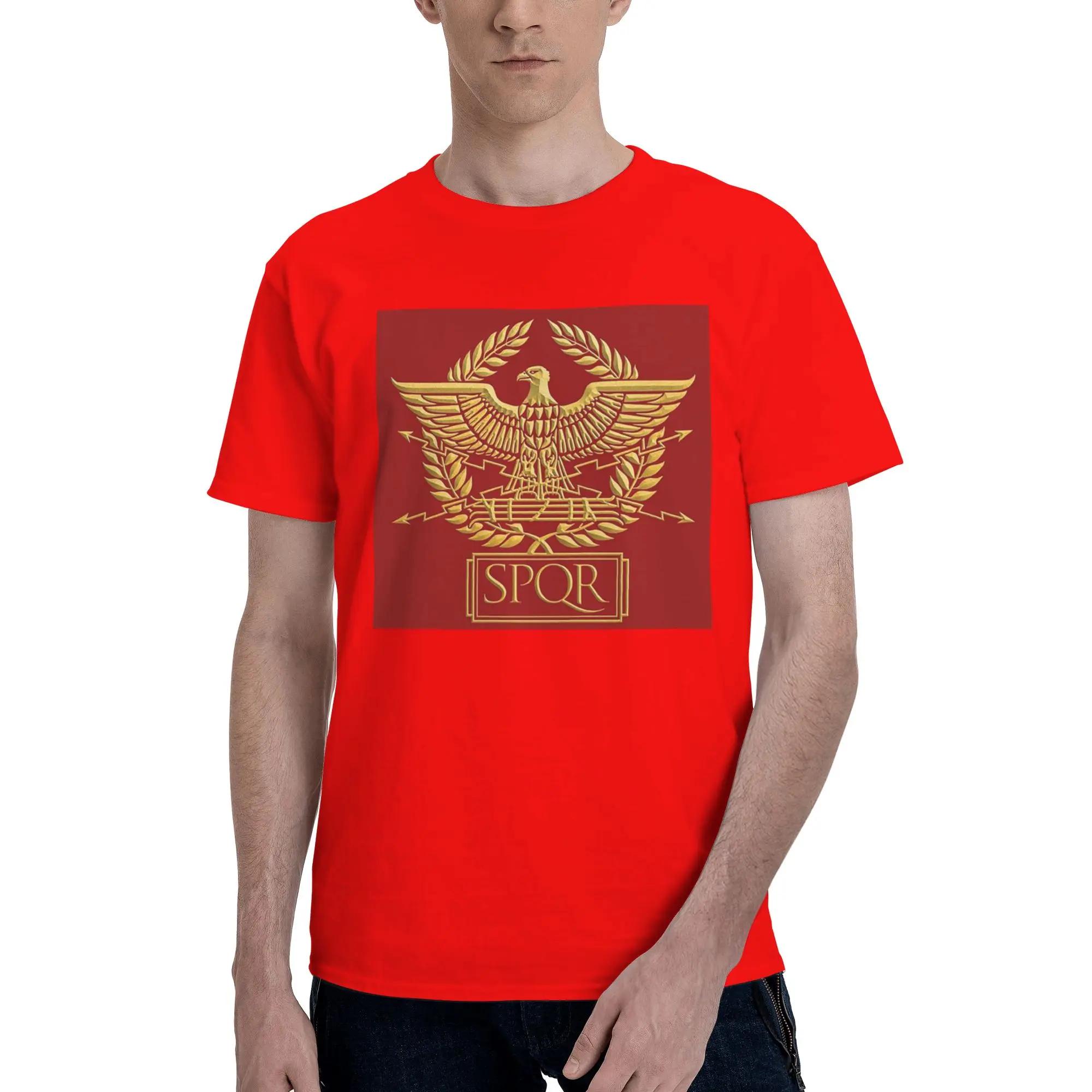 Gold Roman Aquila Eagle SPQR Men TShirt Oversized T Shirts Mens Round Neck Cotton Tees Short Summer Male S