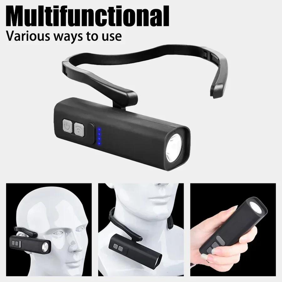 D5 Ear Clip Headlamp Bright LED Headlight Rechargeable Head Flashlight Torch for Fishing Hiking Running Cycling Lights Outdoor