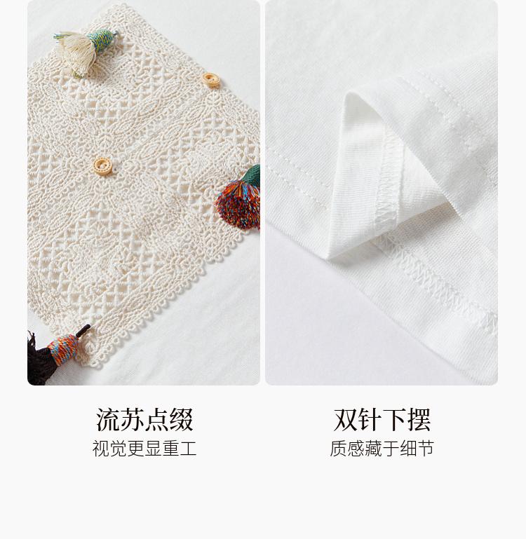 Xiangying White Pure Cotton Round Neck Short-Sleeved T-Shirt for Women