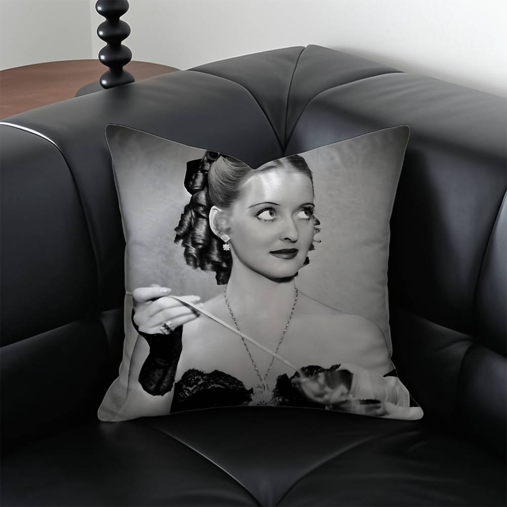 

B-Bette D-Davis Actress Pillow Case Anti-dustmite Pillowcase Invisible zipper silky short plush Sofa cushion cover 12x12Inch