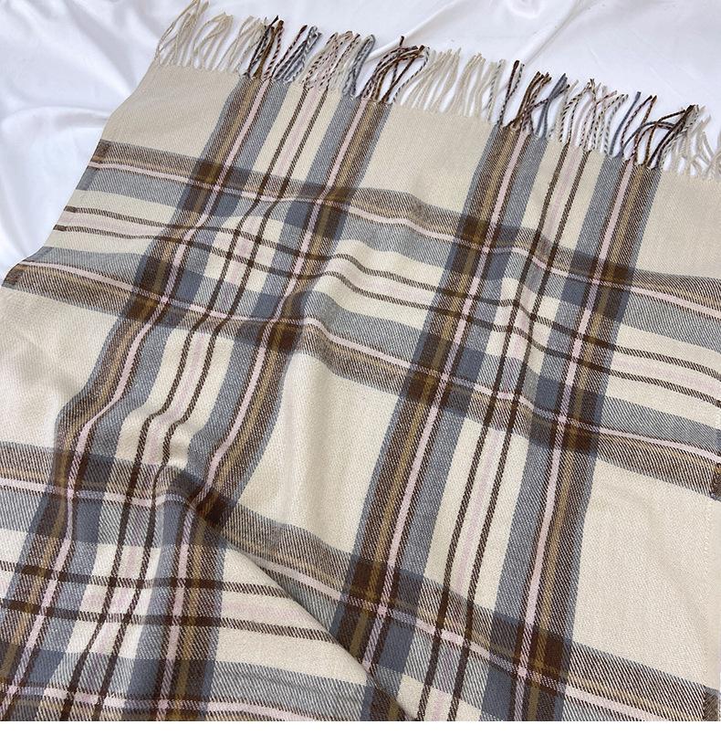 Unisex Warm Plaid Scarf – Yarn-Dyed, Windproof, and Cozy Imitation Cashmere Shawl for Autumn and Winter