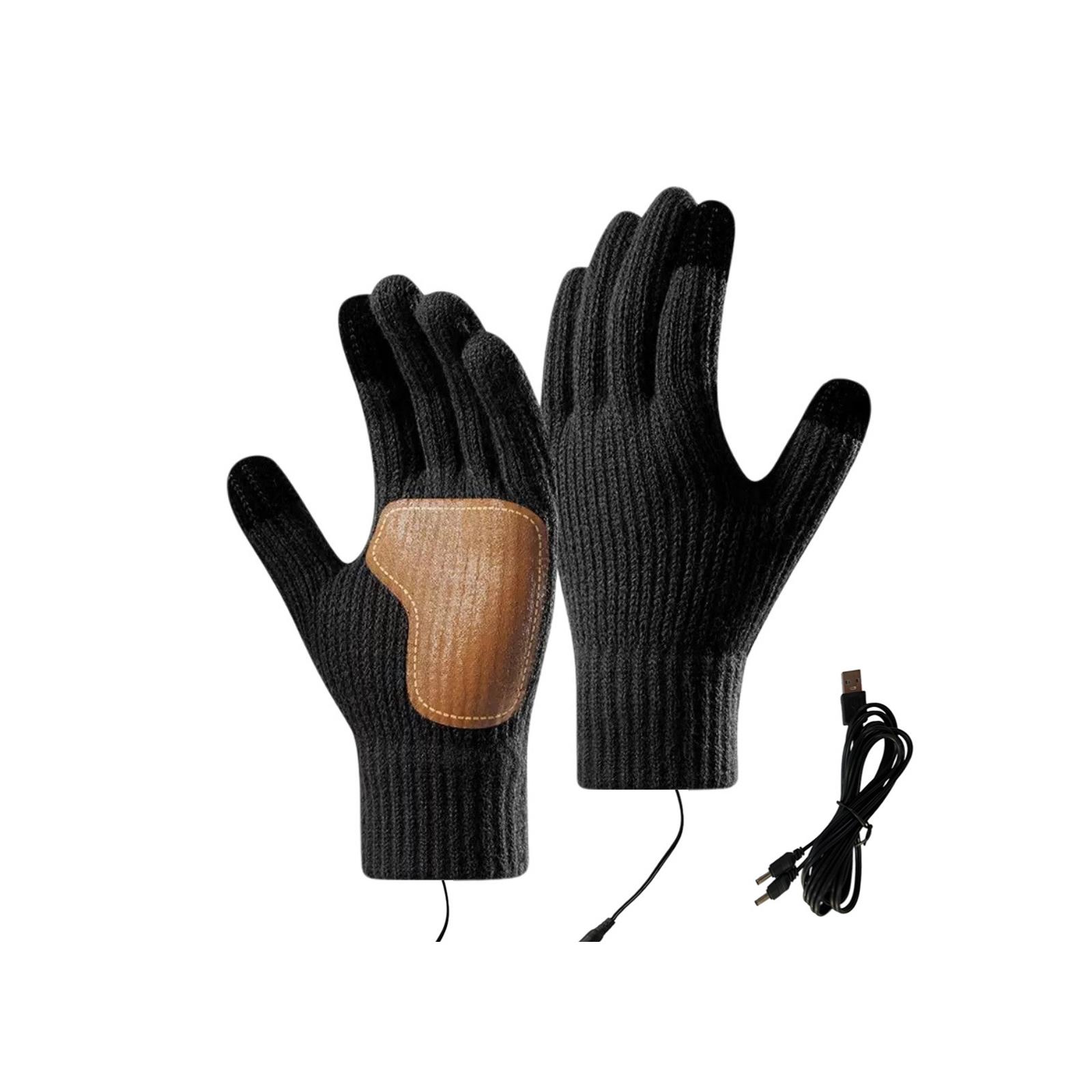 

Heated Screentouch Gloves Ergonomic Silicone Grip USB Powered Heating Gloves For Snowboarding Hiking Outdoor Activity чёрный