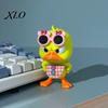 Personalized Car Ornaments 3D Printed Cute Duck Figurine with Glasses, Angry Pose Desk Decor, Creative Office Decor Bookcase Ornament, Funny