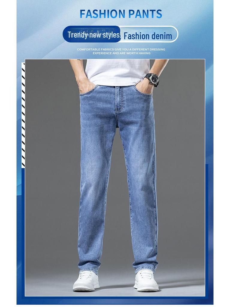 Hellblaue Loose Straight Jeans für Herren – Trendy Frühlings-/Sommermode, Freizeithose