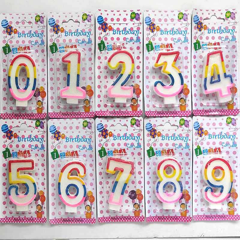 Rainbow Gold Powder Number Birthday Candles - Colored Household Cake Decoration