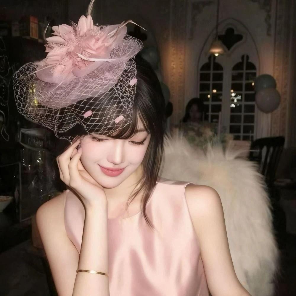 Sweet Feathers Fascinator Hat Flower Funeral Headdress Fashion Veil Hat Headwear Lady/Bride