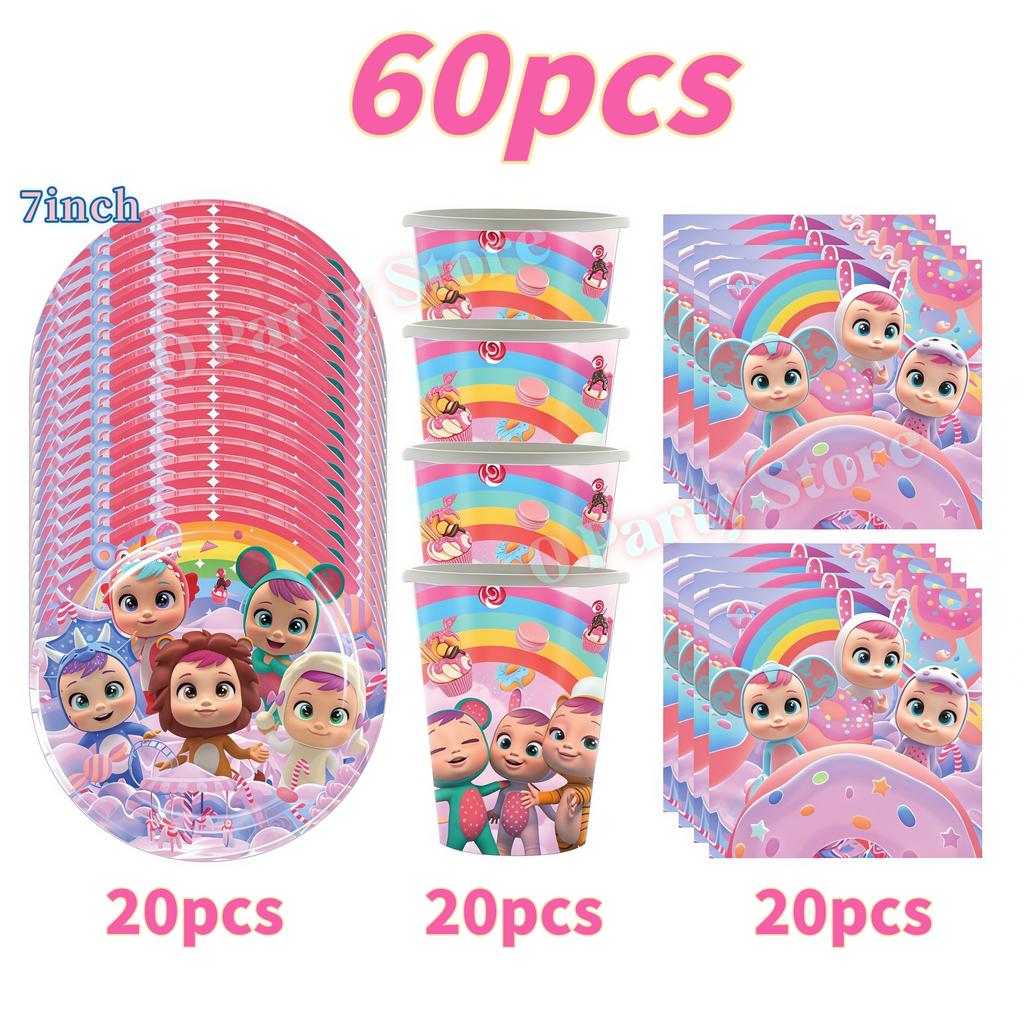 Cry Babiesed Birthday Party Decorations Tableware Plate Cup Balloon 1St Year Boy Girl Birthday Decor Baby Shower Supplies Gifts