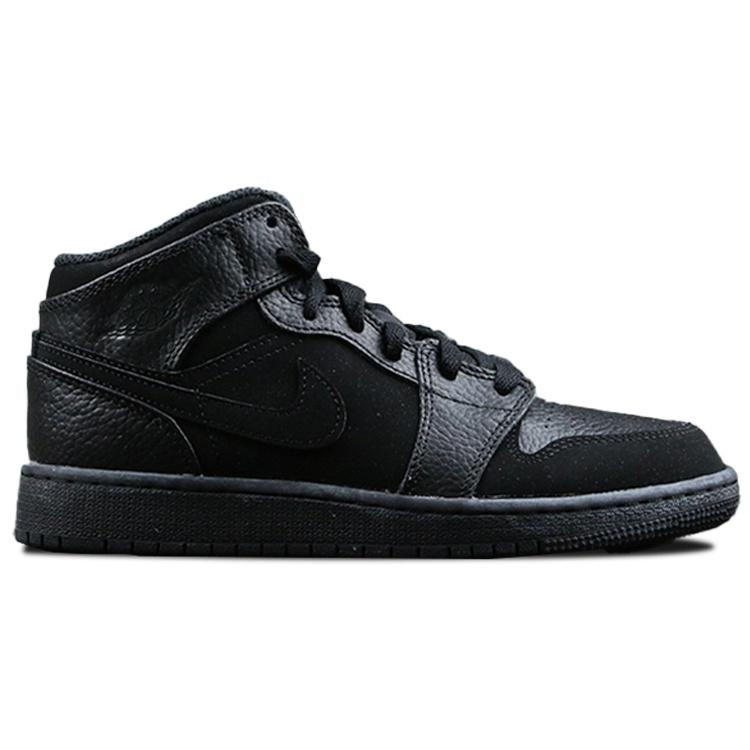 (GS) Air Jordan 1 Mid 'All Black' Kids' 554725-064