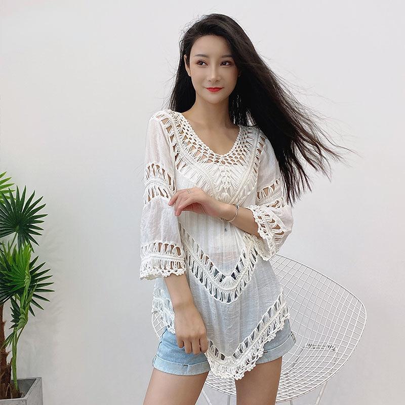 Sonnenschutzkleidung für Damen, aushöhlen, Pullover, Kleidung, Sommer, sexy Strickoberteile, Oberbekleidung