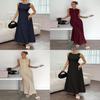 Polyester A Line Dress With Wrinkleresistant Fabric For Casual And Party Wear