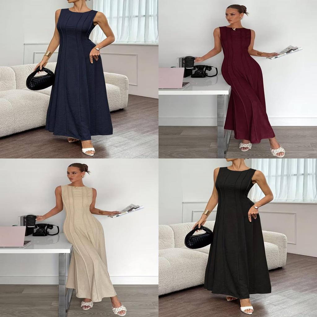 Polyester A Line Dress With Wrinkleresistant Fabric For Casual And Party Wear