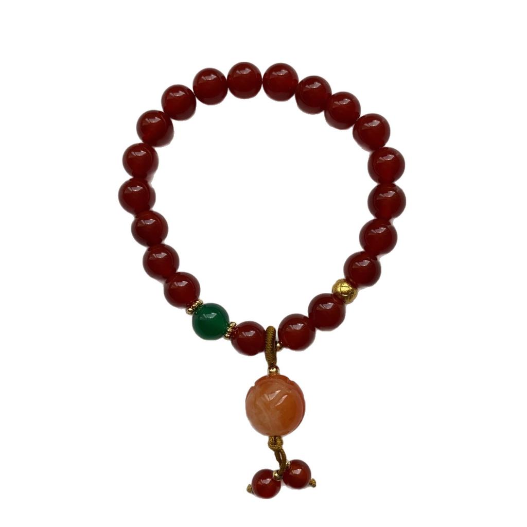 Bracelet Agate Rouge Nanhong, Bracelet Design de Niche, Style National Métaphysique, Fermoir de Sécurité Gourde, Tempérament Élégant, Bracelet, Femmes