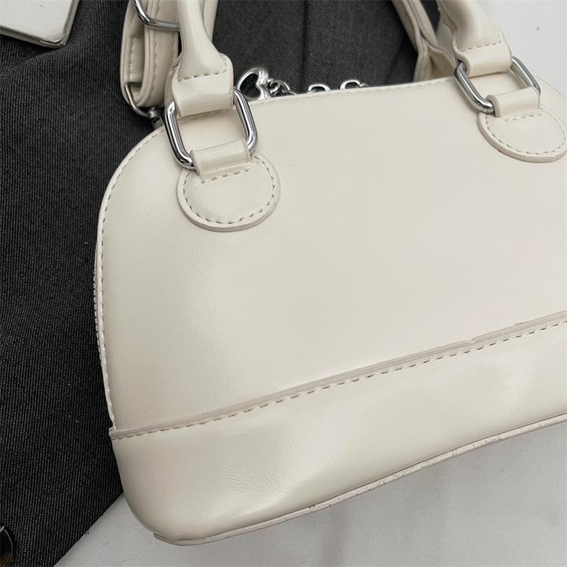 Glossy PU Handbag Women Fashion Mini Shoulder Bag Classic Oval Shape Crossbody Tote Bag
