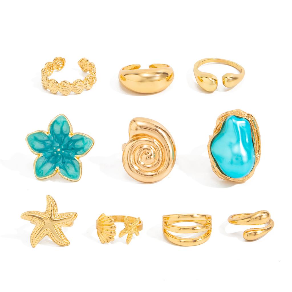 Sweet Ins Pink Oil Drop Flower Ring, Stackable Irregular Starfish Open Band Ring For Women