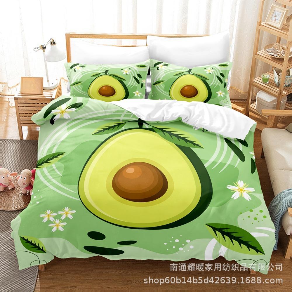 Summer Avocado Avocado Digital Printing Abrasive Bedding Two-Piece Set Three-Piece Set