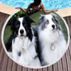 Border Collie Round Beach Towels,Dog Greeting Its Owner Among Flowers Sand Free Absorbent Beach Blanket Bath Towels Picnic Mat