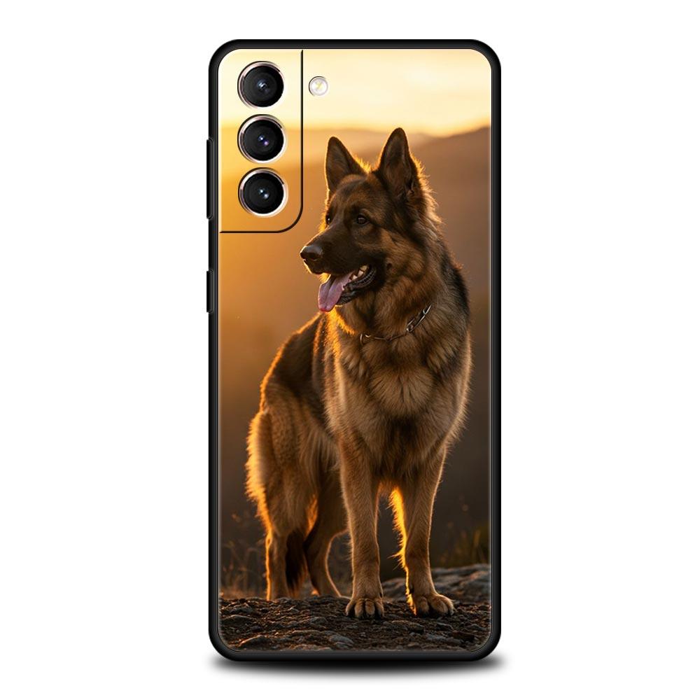 German Shepherd Dog Cartoon Soft Phone Case For Samsung Galaxy S25 Edge S24 Plus S23 FE S22 S21 S20 Ultra 5G S10 Protect Cover
