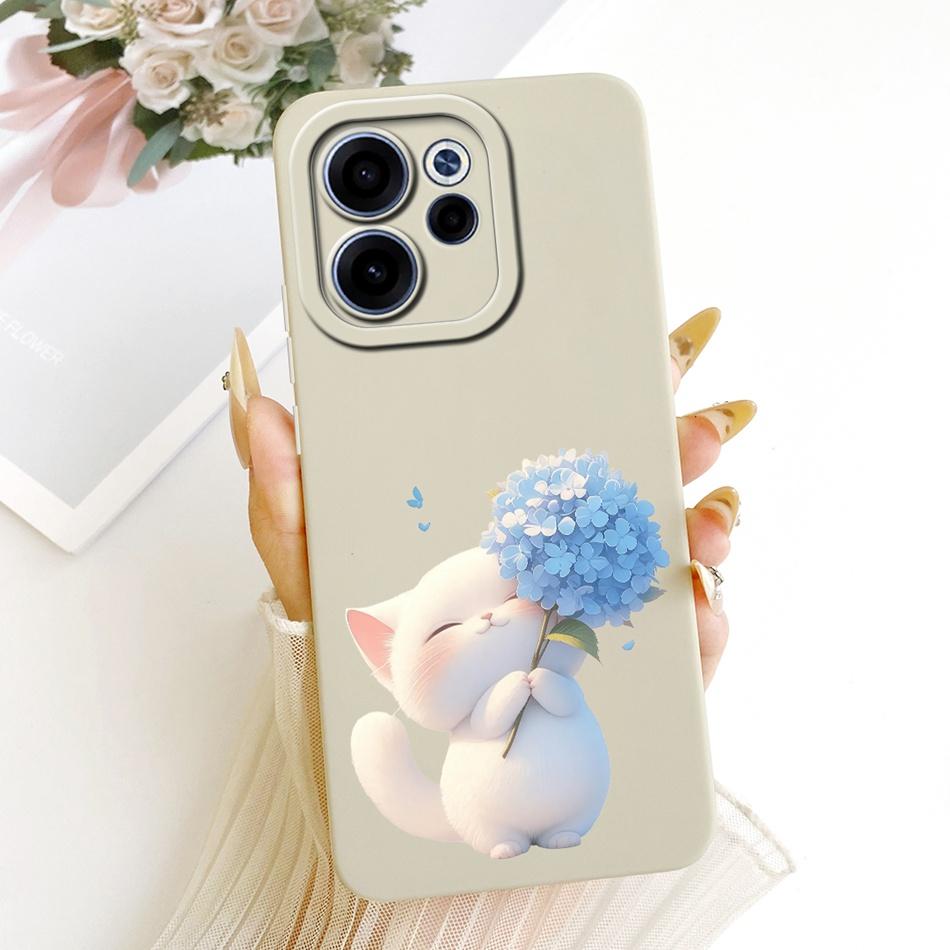 For OPPO Reno15 F 15FS 5G CPH2801 Cute Cat Flower Cartoon Phone Case For Oppo Reno15F 15 FS 15F 5G Soft Silicone Covers Bumpers