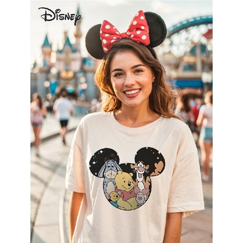 

202526 Summer Winnie the Pooh Tshirt Y2k Winnie Hat Printed 100 cotton printed Tshirt Unisexs Loose Tshirt 4XL