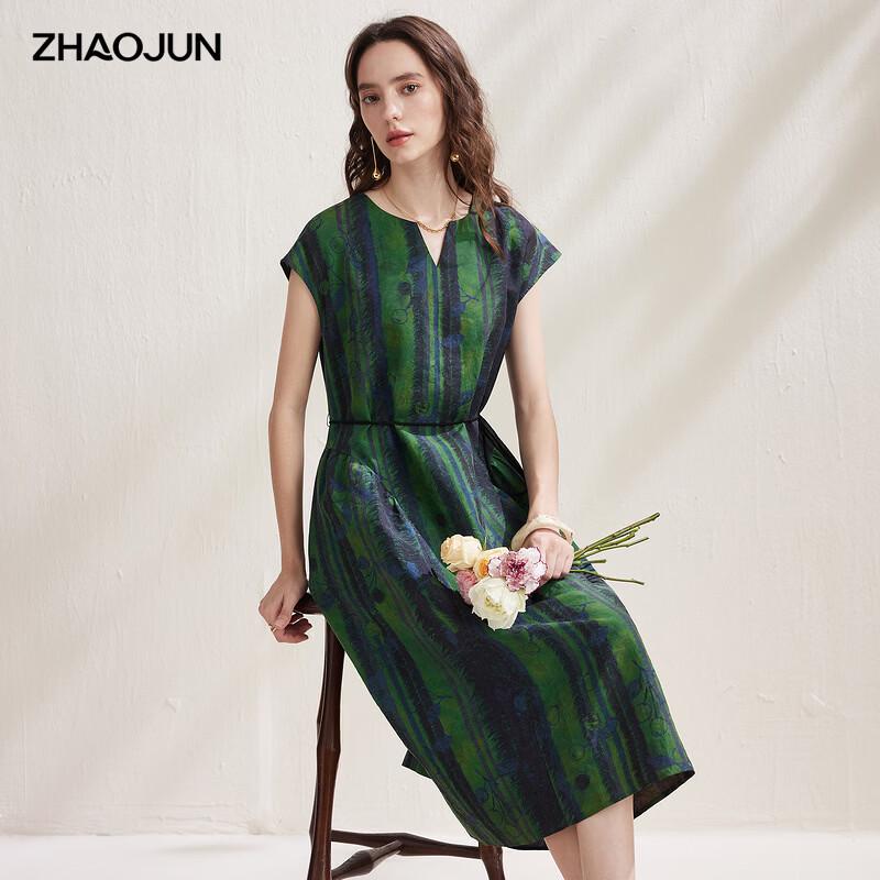 Women s Mulberry Silk Printed Short-Sleeve Midi Dress 2XL