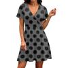 Robe portefeuille décontractée pour femme à col en V, imprimé pois, manches courtes, légère, pour l'été, avec jupe évasée
