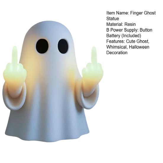 Halloween Finger Ghost Figurine Spooky Resin Light-up Ghost Statue for Halloween Home Tabletop Tray Shelf Decor