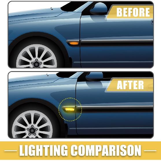 LED Side Marker Light 30722641 Front Driver Passenger Turn Signal Lights Fender Sidemarker Lamps for Volvo S60 Black Lens Amber LED Light 1 Pair