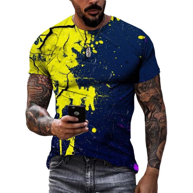 Colorful Graffiti Graphics T Shirts Summer Fashion Short Sleeve 3D Ink Splash Printed T-shirts