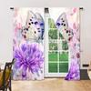 Flower Butterfly Digital Printed Window Curtains Polyester Material Suitable Living Room Kitchen Bedroom Study Dining Set Of 2 Made Great Decor